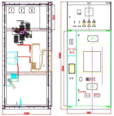 XGN66開關(guān)柜本體及并柜結(jié)構(gòu)圖